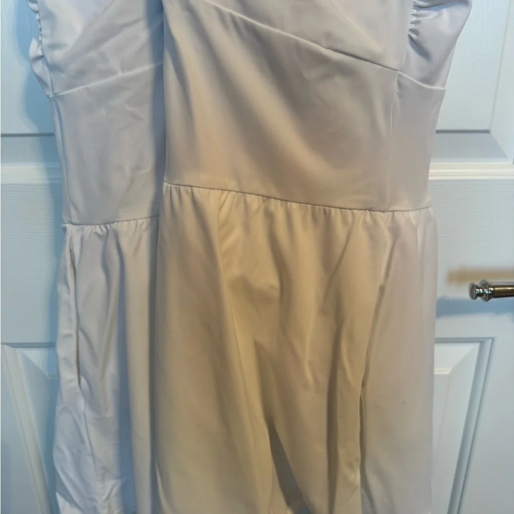 Lands' End Women’s Swimsuit Dress White & Navy Blue 20W